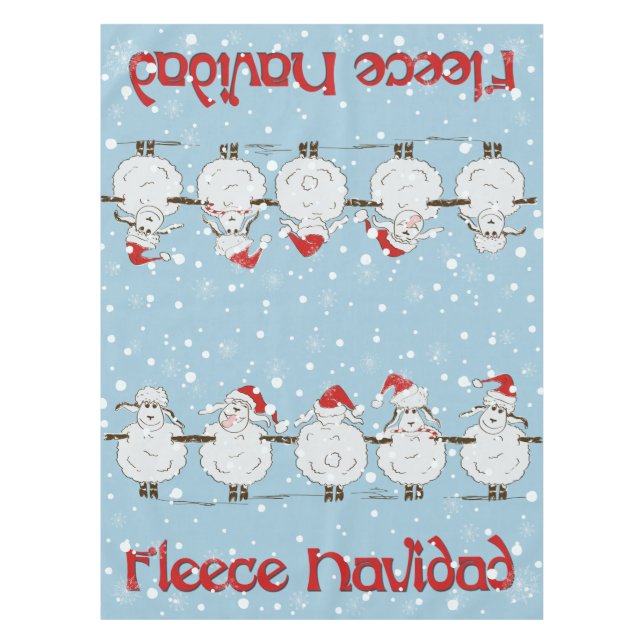 Adorable FUNNY Fleece Navidad Christmas Sheep Tischdecke (Vorderseite)