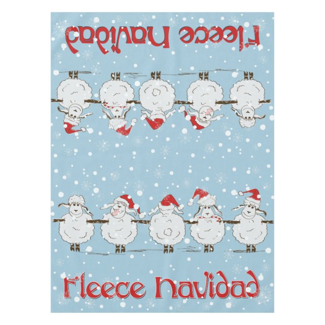 Adorable FUNNY Fleece Navidad Christmas Sheep Tischdecke (Vorderseite)