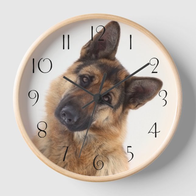 Adorable Funny German Shepherd Portrait Uhr (Vorderseite)