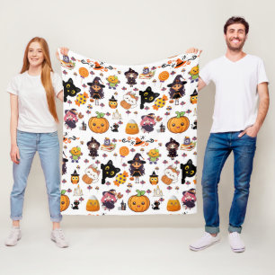 Adorable Funny Kawaii Halloween Muster Fleecedecke