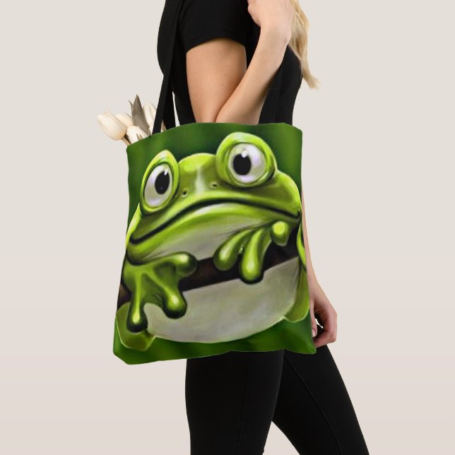 Adorable Funny Niedlich Green Frog Im Cartoon Kuns (Von Nahem)