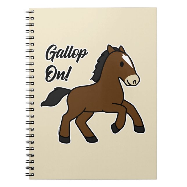 Adorable Gallop On! Happy Foal Kawaii Horse Design Notizblock (Vorderseite)
