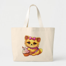 Adorable GeburtstagWelpe mit Cupcake Jumbo Stoffbeutel