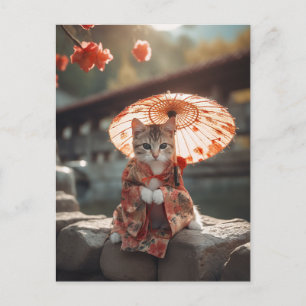 Adorable Geisha Kitten Postkarte