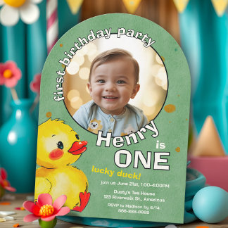 Adorable gelbe Enkeln Erste Geburtstagsklemme Einladung