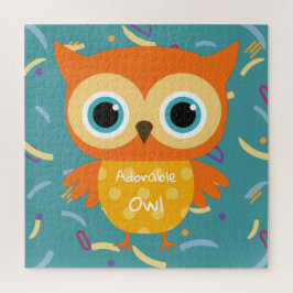 Adorable gelbe Eule-blaue Muster Vintage Spielzeug Puzzle