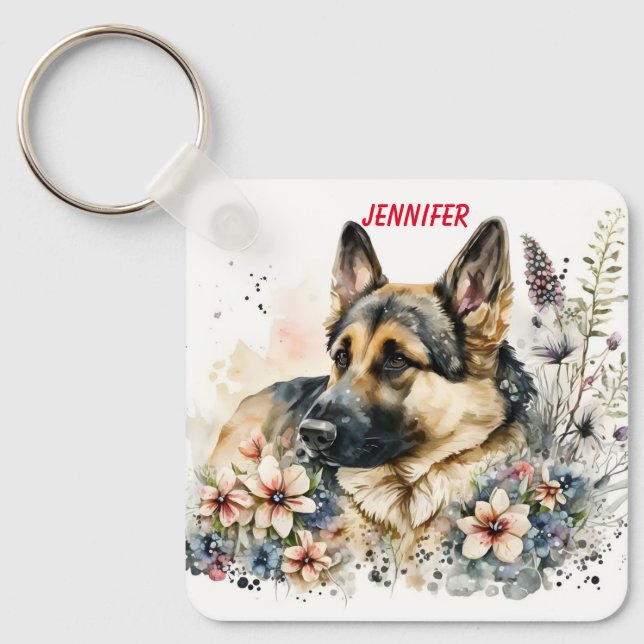 Adorable German Shepherd Dog Schlüsselanhänger (Vorderseite)