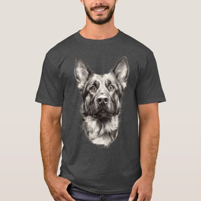 Adorable German Shepherd Sketch Niedlich Dog T-Shirt (Vorderseite)