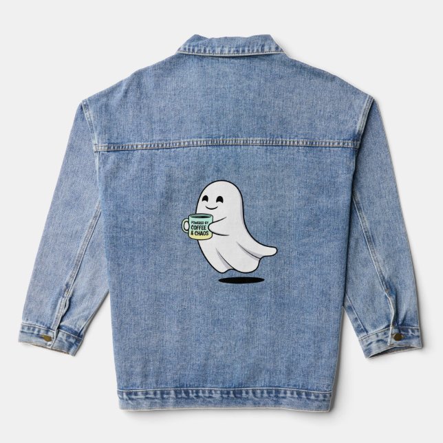 Adorable Ghost Cute Halloween Illustration Jeansjacke (Rückseite)