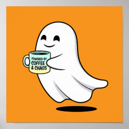 Adorable Ghost Cute Halloween Illustration Poster