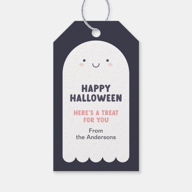 Adorable Ghost Happy Halloween-Leckerei Geschenkanhänger (Vorderseite)