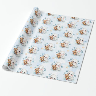 Adorable Ghost & Stars Halloween Thema Kinderdusch Geschenkpapier