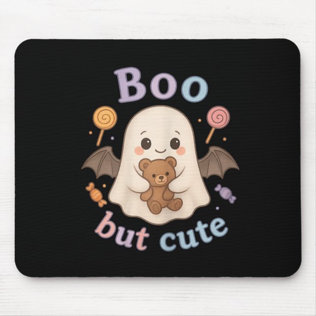Adorable Ghost with Teddy Bear - Kawaii Soky Niedl Mousepad (Vorne)