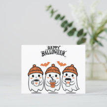 Adorable Ghosts Halloween Postcard - Ideal für S