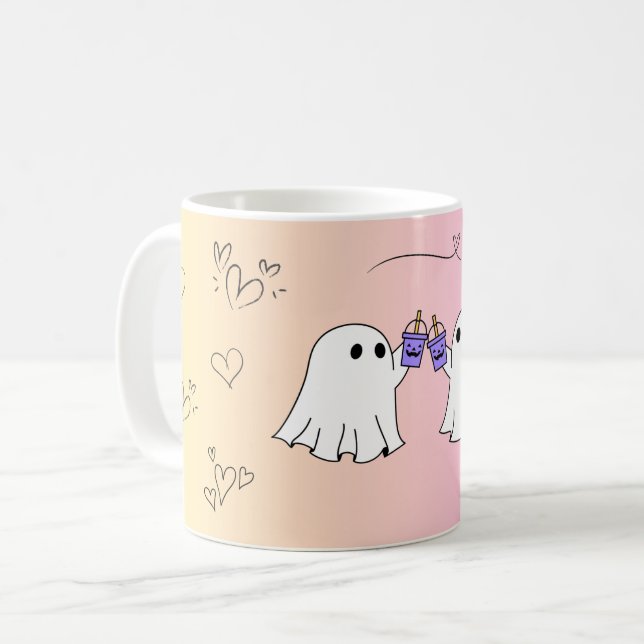 Adorable Ghosts Kaffeemaschine - Ideal zu Hallowee Kaffeetasse (Vorderseite Links)
