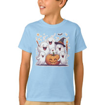 Adorable Ghosts & Pumpkin Kids Halloween T - Shirt