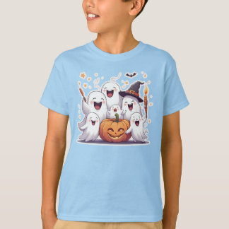 Adorable Ghosts & Pumpkin Kids Halloween T - Shirt