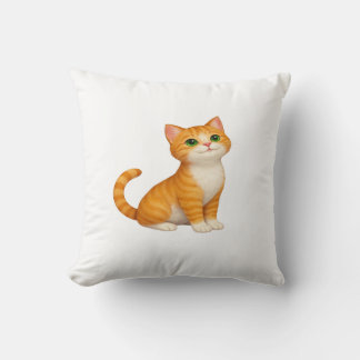 Adorable Ginger Kitten Throw Pillow Kissen