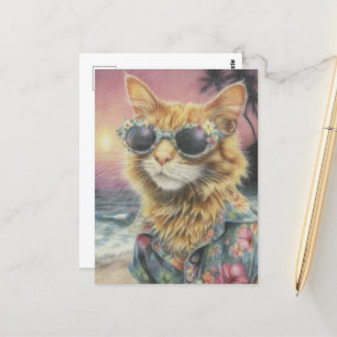 Adorable Ginger Kitty in Sonnenbrille Postkarte