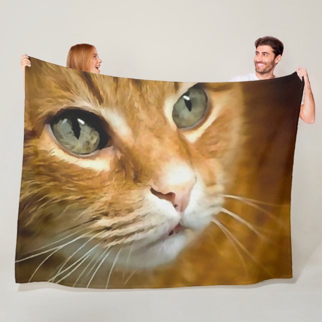 Adorable Ginger Tabby Cat Posing Pet Portrait Fleecedecke (Beispiel)