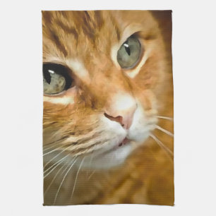 Adorable Ginger Tabby Cat Posing Pet Portrait Geschirrtuch