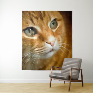 Adorable Ginger Tabby Cat Posing Pet Portrait Wandteppich