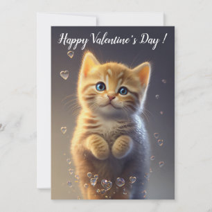 Adorable Ginger Tabby Valentine's Kitten Feiertagskarte