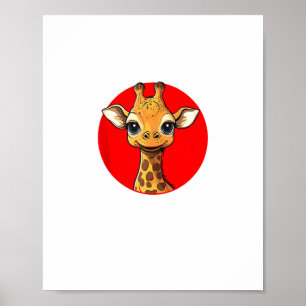 Adorable Giraffe Face Grosses Mit Augen Cartoon Ku Poster