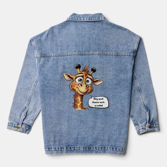 "Adorable Giraffe in Aktion!" Jeansjacke (Rückseite)