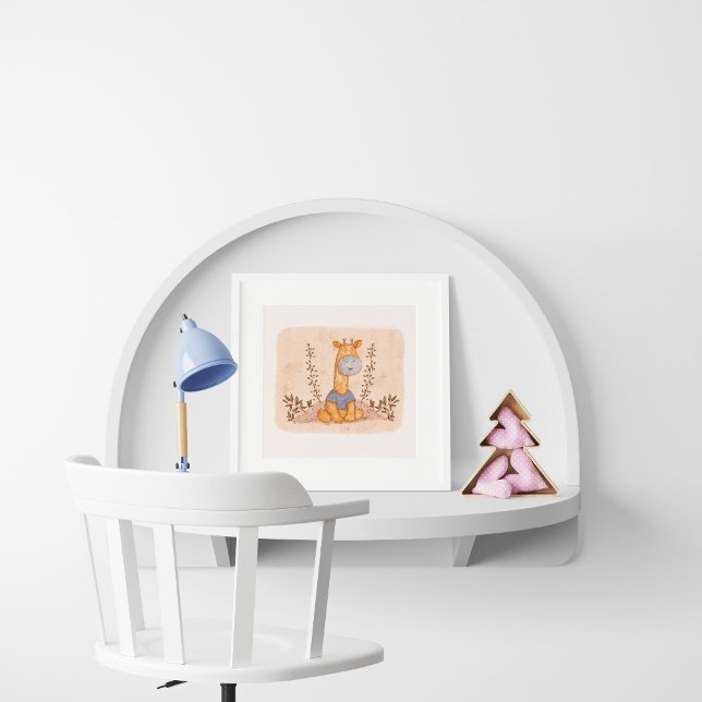 Adorable Giraffe in Blue Shirt Illustration Poster (Von Creator hochgeladen)