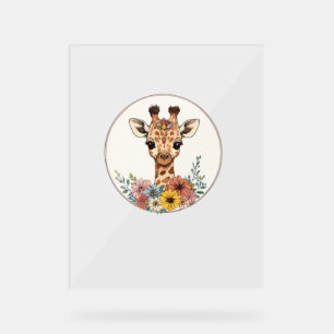 Adorable Giraffe mit Blume Acrylschild