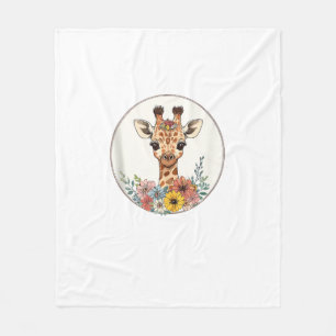Adorable Giraffe mit Blume Fleecedecke