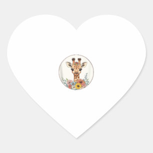 Adorable Giraffe mit Blume Herz-Aufkleber