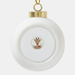 Adorable Giraffe mit Blume Keramik Kugel-Ornament