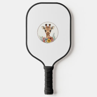 Adorable Giraffe mit Blume Pickleball Schläger