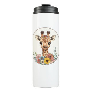 Adorable Giraffe mit Blume Thermosbecher