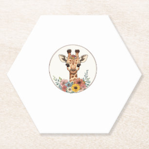 Adorable Giraffe mit Blume Untersetzer