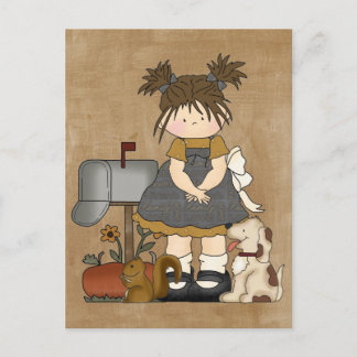 Adorable Girl Country Doll Postkarte