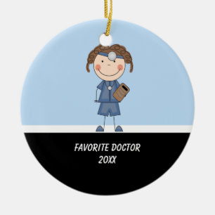 Adorable Girl Doctor Keramikornament