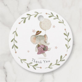 Adorable Girl Elephant Botanisches Boho Baby Geschenkanhänger