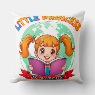 Adorable Girl Lesen eines Buches Kissen