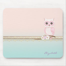 Adorable Girl Niedlich Pink Owl Mousepad