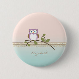 Adorable Girl Niedliche Eule, Personalisiert Button