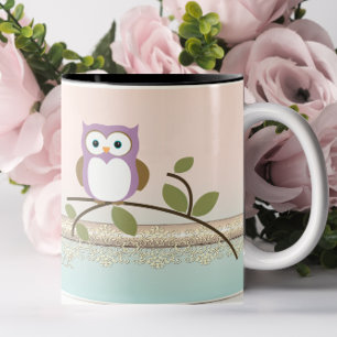 Adorable Girl Niedliche Eule, Personalisiert Zweifarbige Tasse