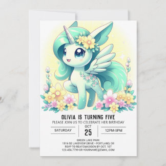 Adorable Girl Unicorn Einladung