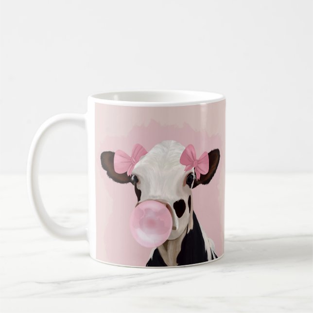 Adorable Girly Cow Bubblegum Pink Kaffeetasse (Links)