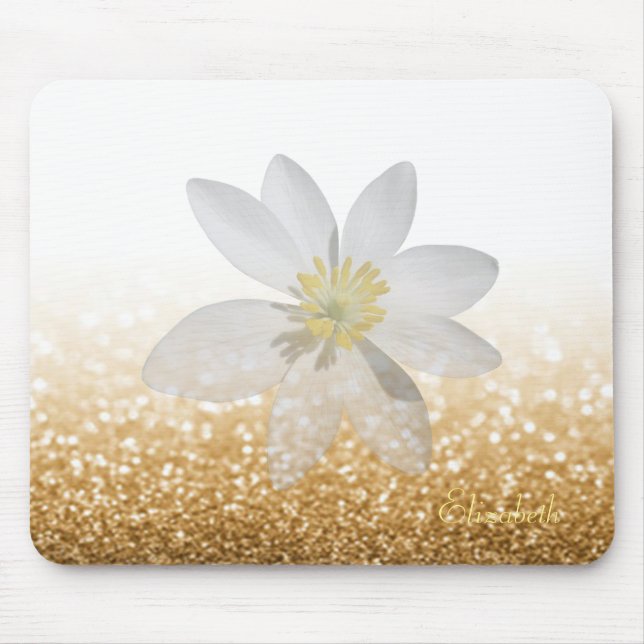 Adorable Girly, Daisy, Glittery, Bokeh, Personalis Mousepad (Vorne)