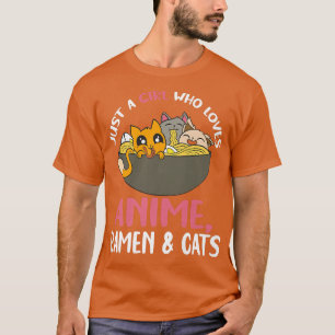 Adorable Girs für Ramen und Katzen Liebhaber T-Shirt