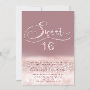 Adorable Glam Rose Gold Glitzer Skript ombre Invi Einladung