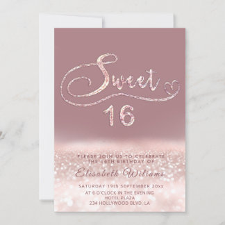 Adorable Glam Rose Gold Glitzer Skript ombre Invi Einladung